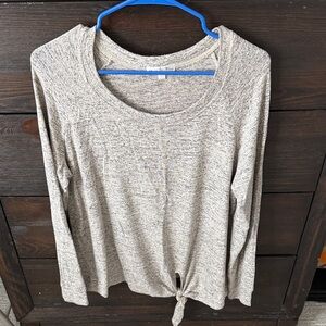 Nine Britton Beige Long Sleeve Tie-Front Top